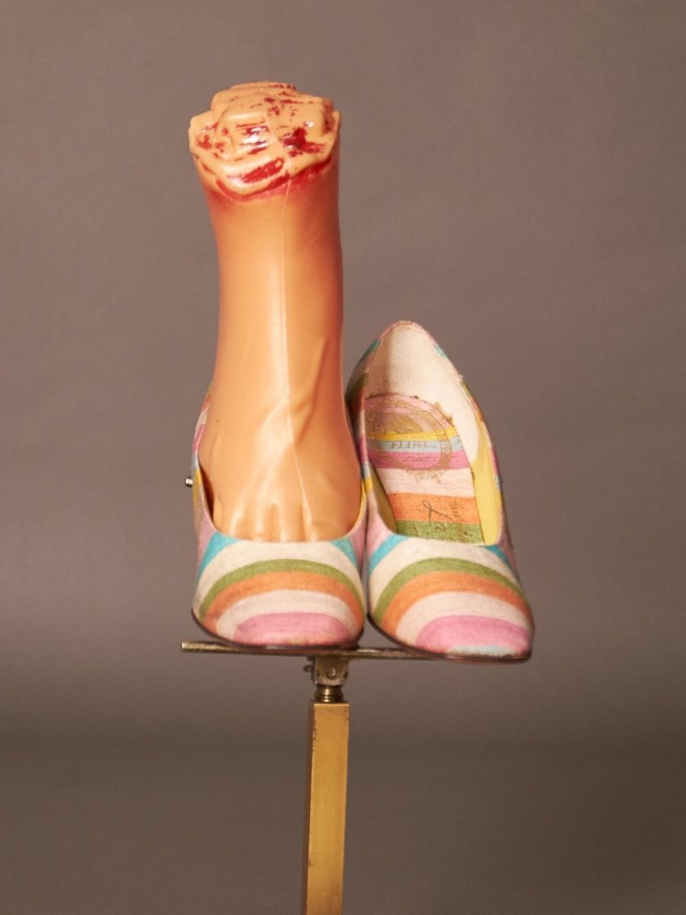 1950s Striped Pastel Linen Pumps Heels Petite - Picture 4 of 12
